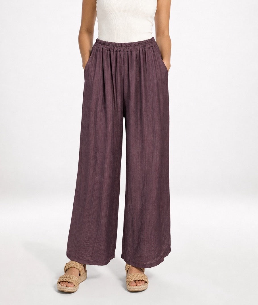 Textured Wide Leg Trousers
