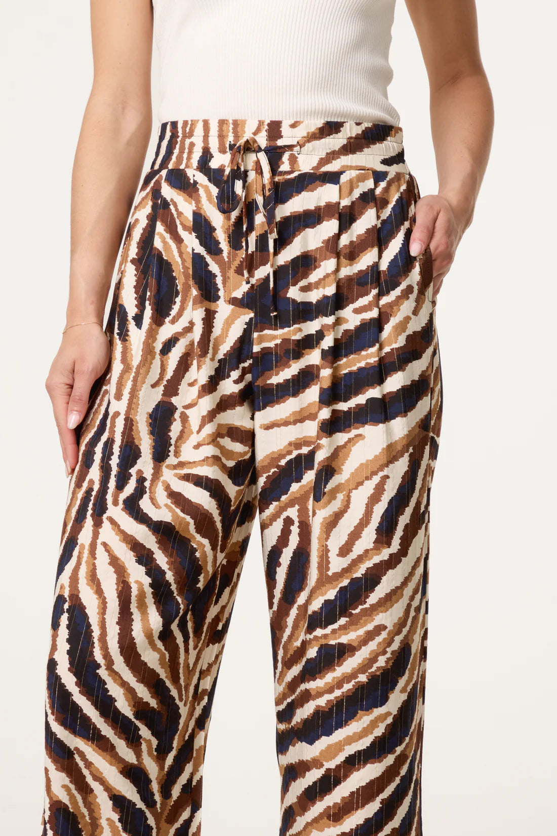 Animal Print Wide Leg Trousers