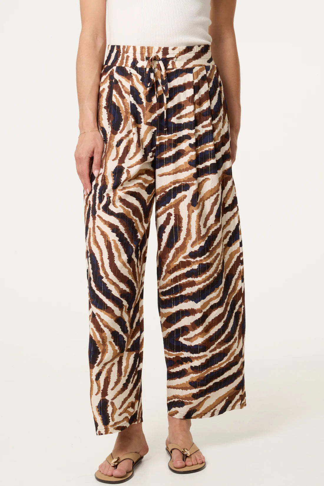 Animal Print Wide Leg Trousers