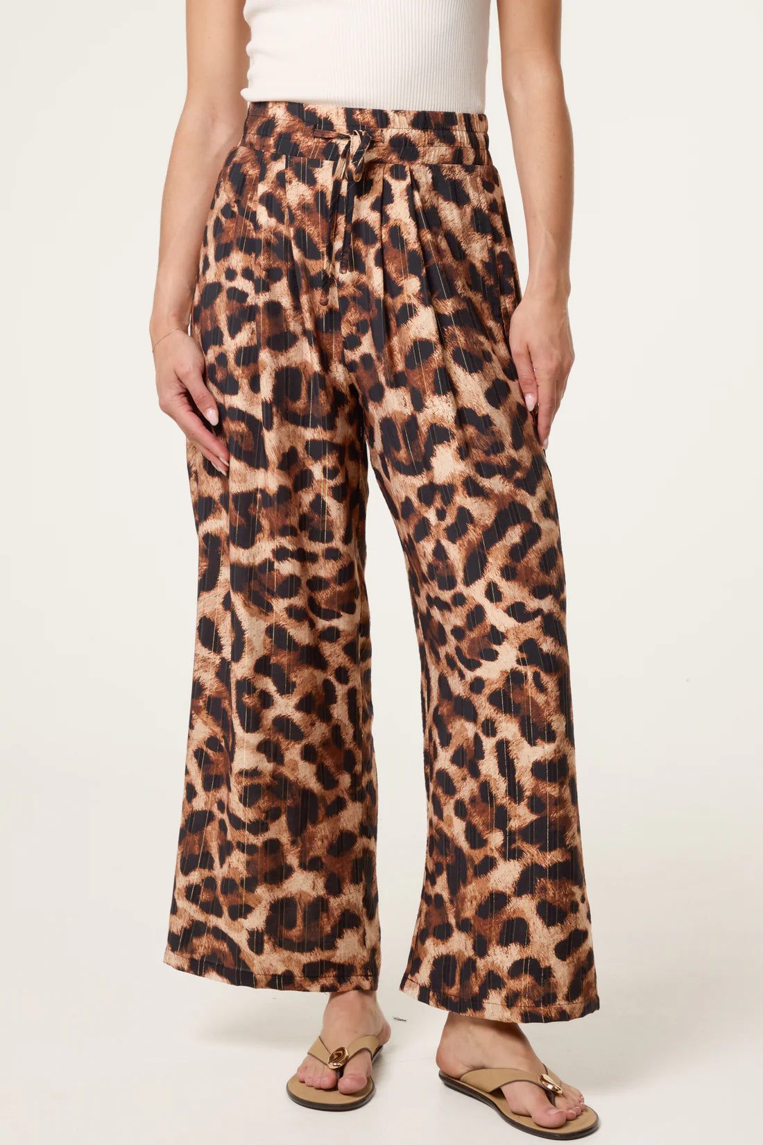 Animal Print Wide Leg Trousers