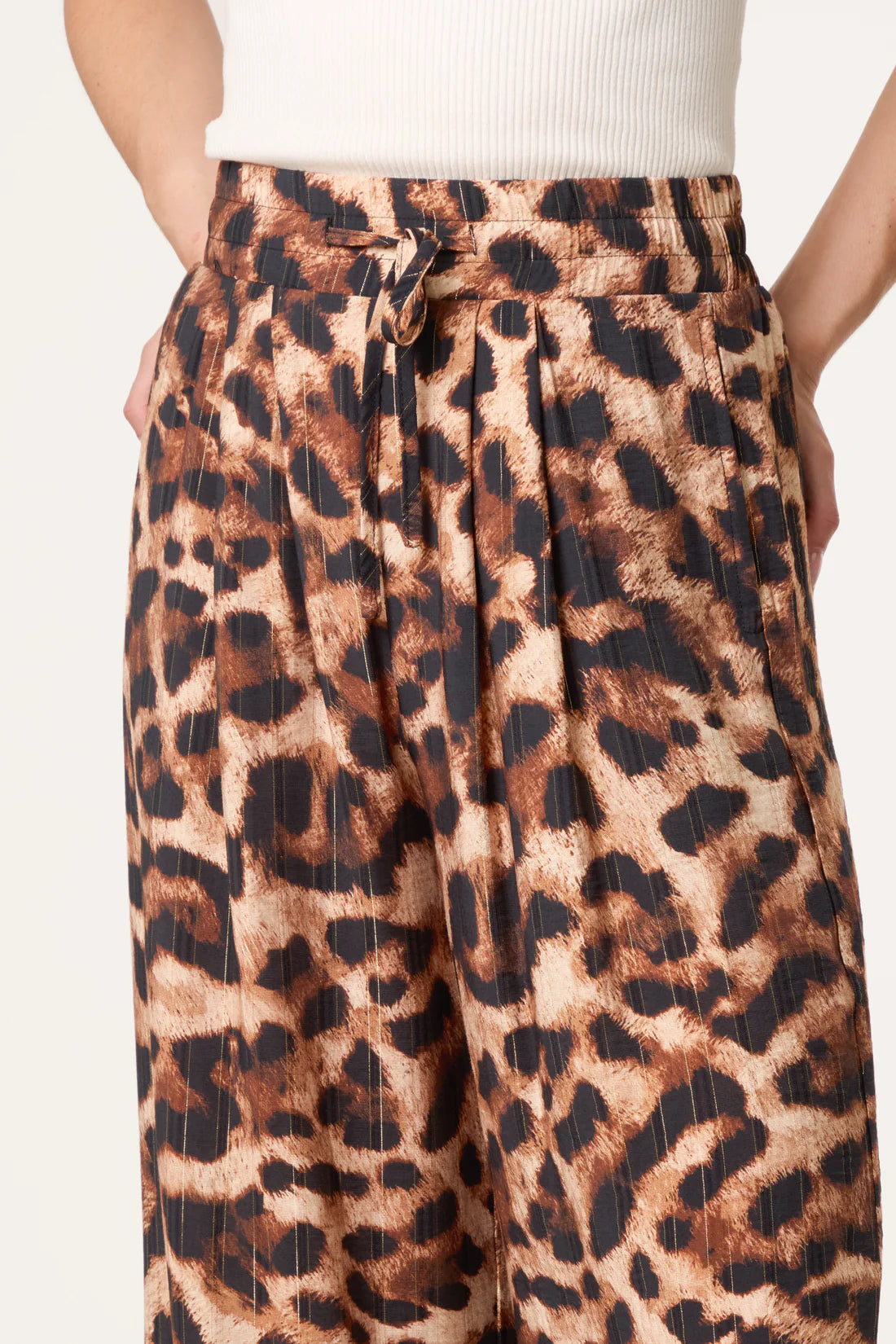 Animal Print Wide Leg Trousers