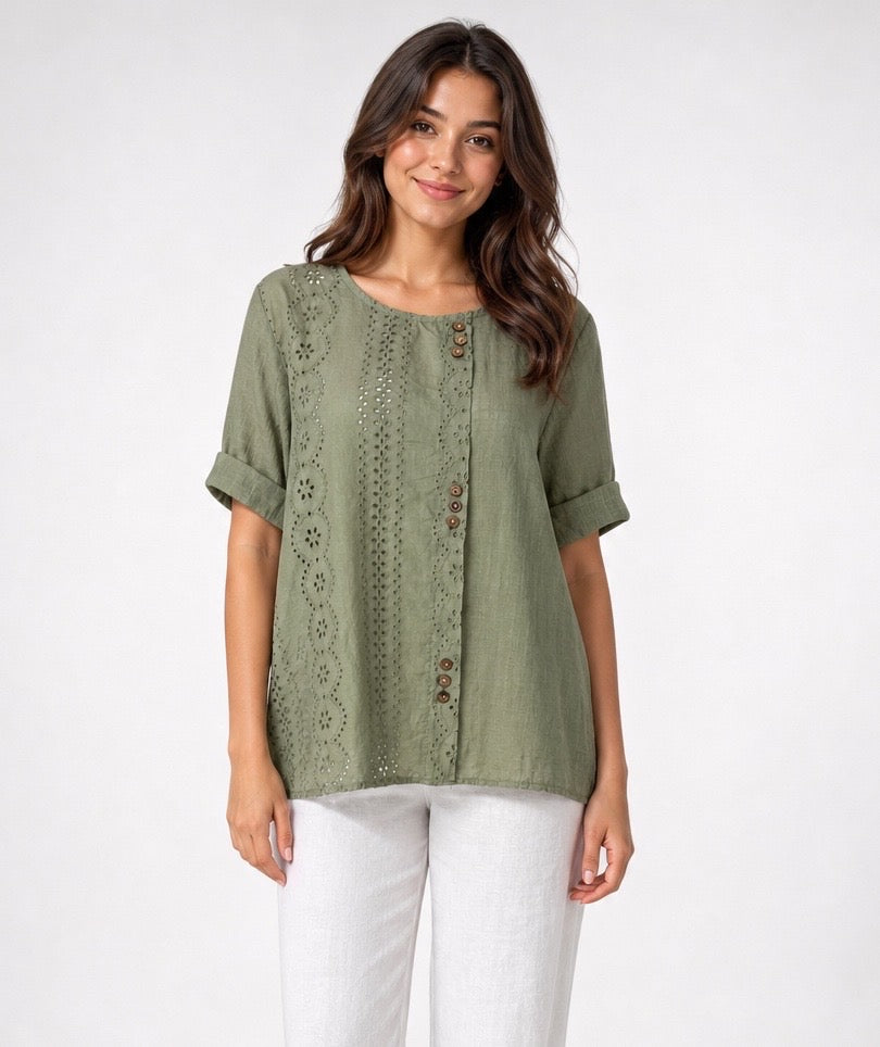 Embroidered Cotton Tunic Top