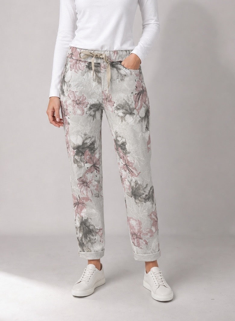 Floral Print Drawstring Magic Trousers