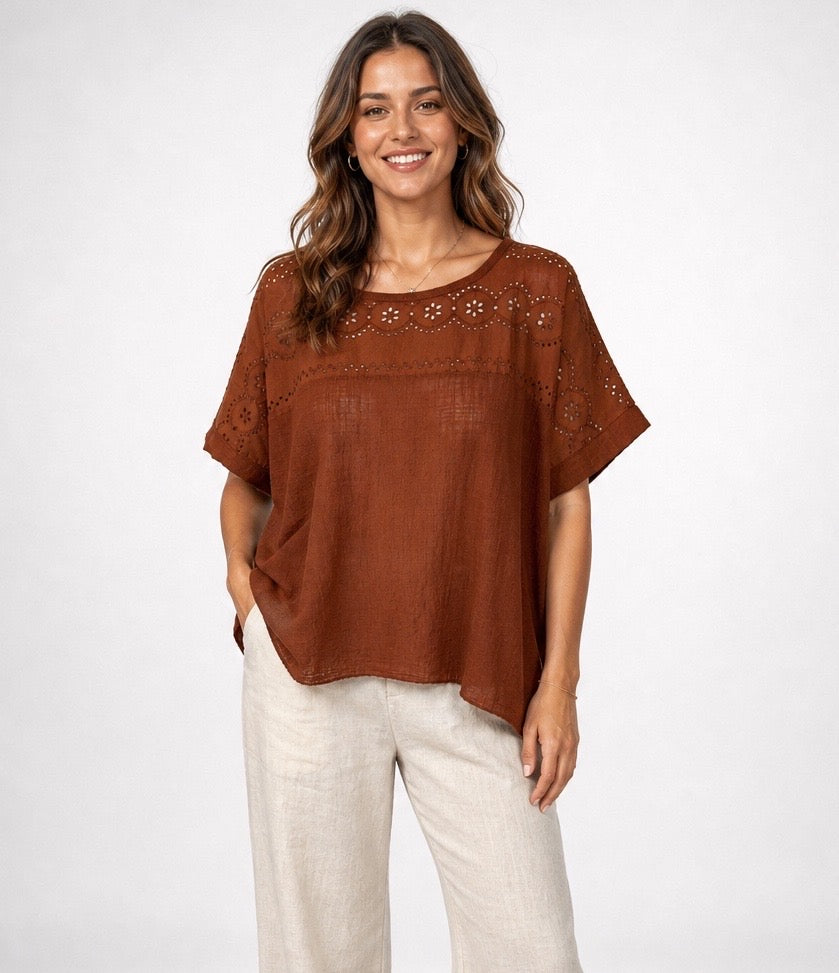 Embroidered Cotton Top