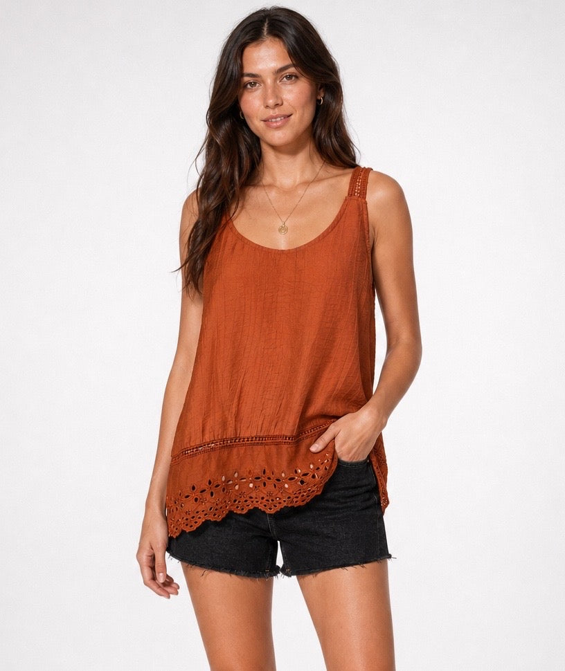 Embroidered Eyelet Vest