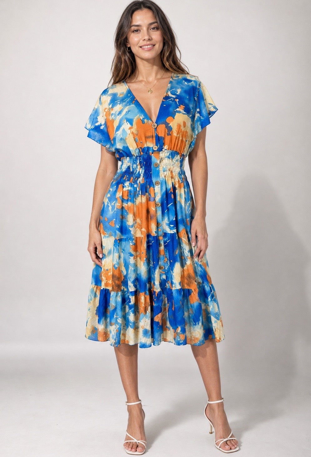 Abstract Print Midi Dress