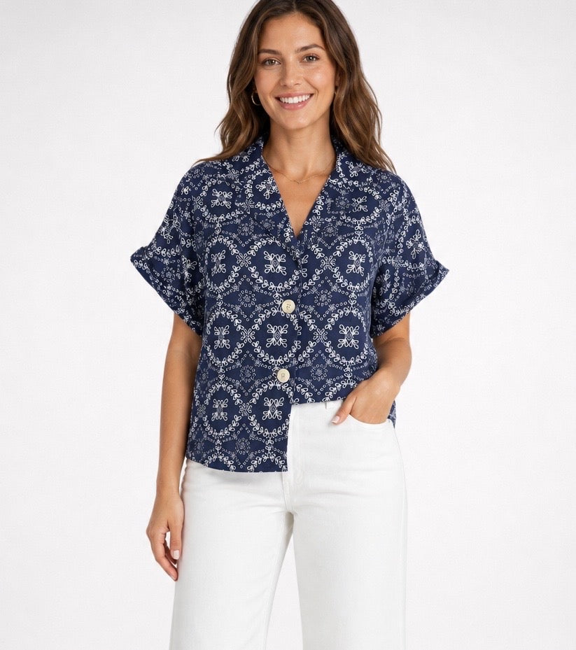 Printed Button Front Shirt