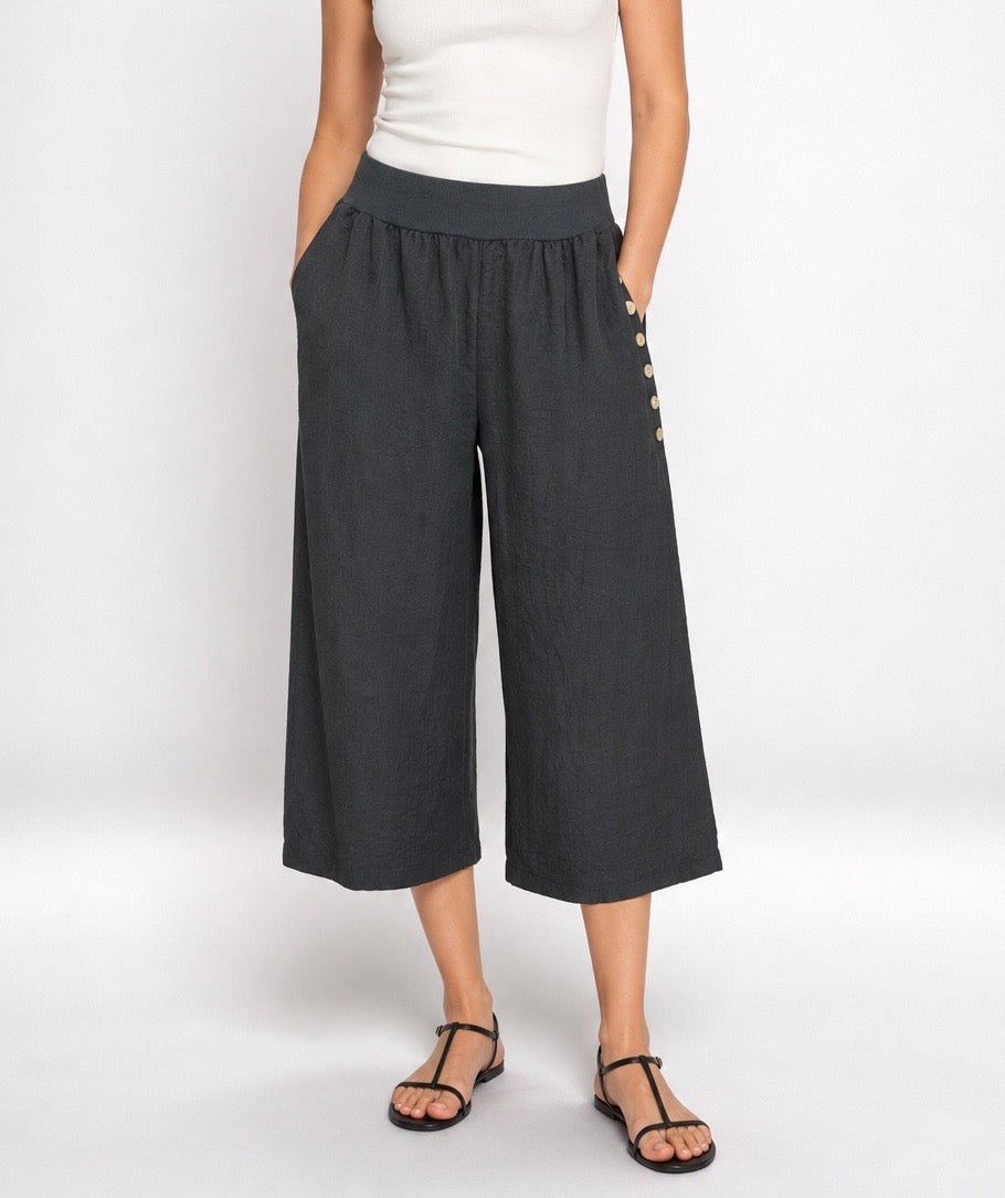 Linen Mix Button Culottes