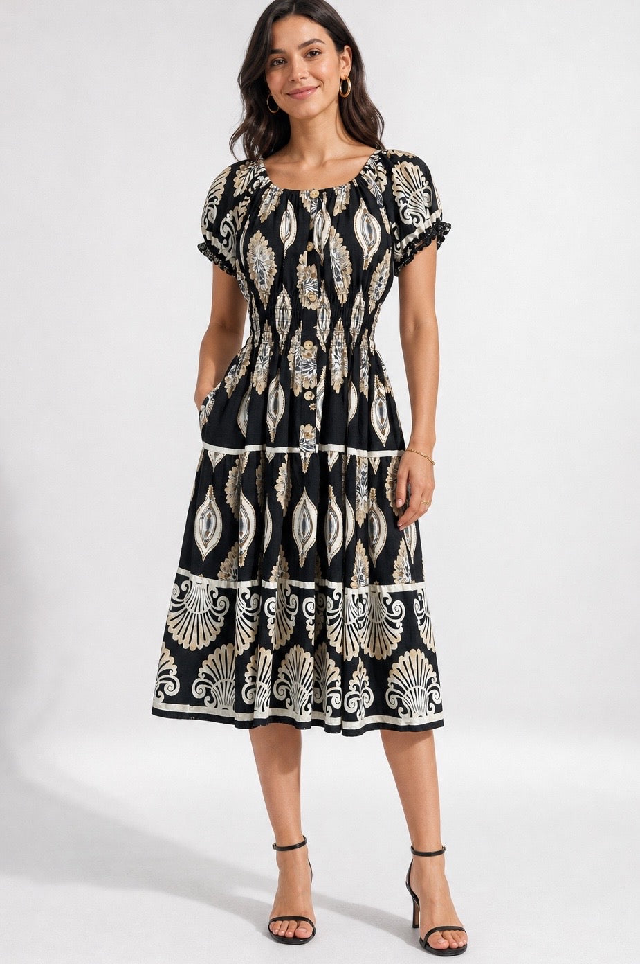 Aztec Paisley Printed Midi Dress