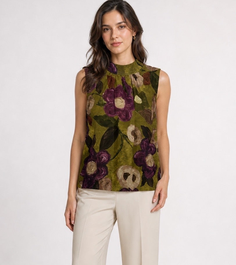 Floral Print Bubble Hem Blouse