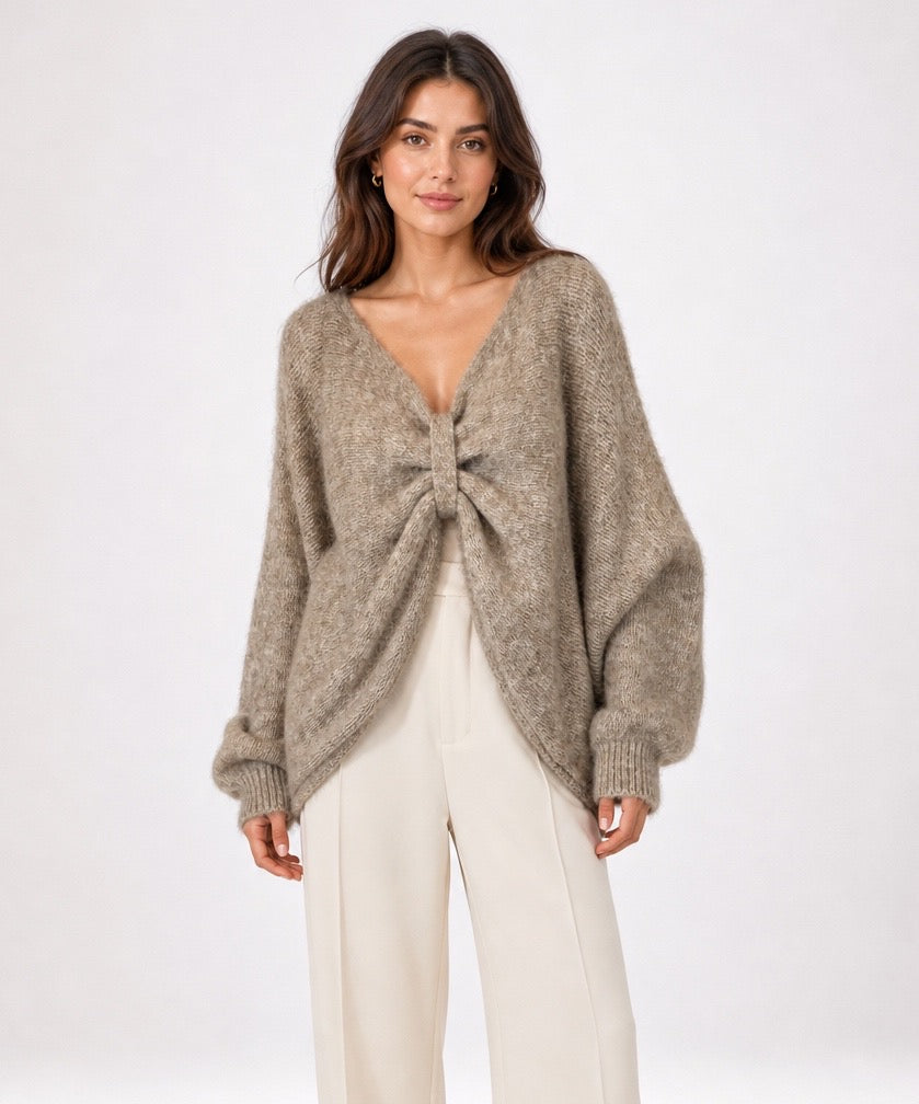 Knotted Front Wool Blend Jumper