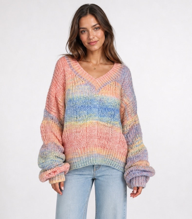 Textured V-Neck Balloon Sleeve Jumper - Mixed Pack