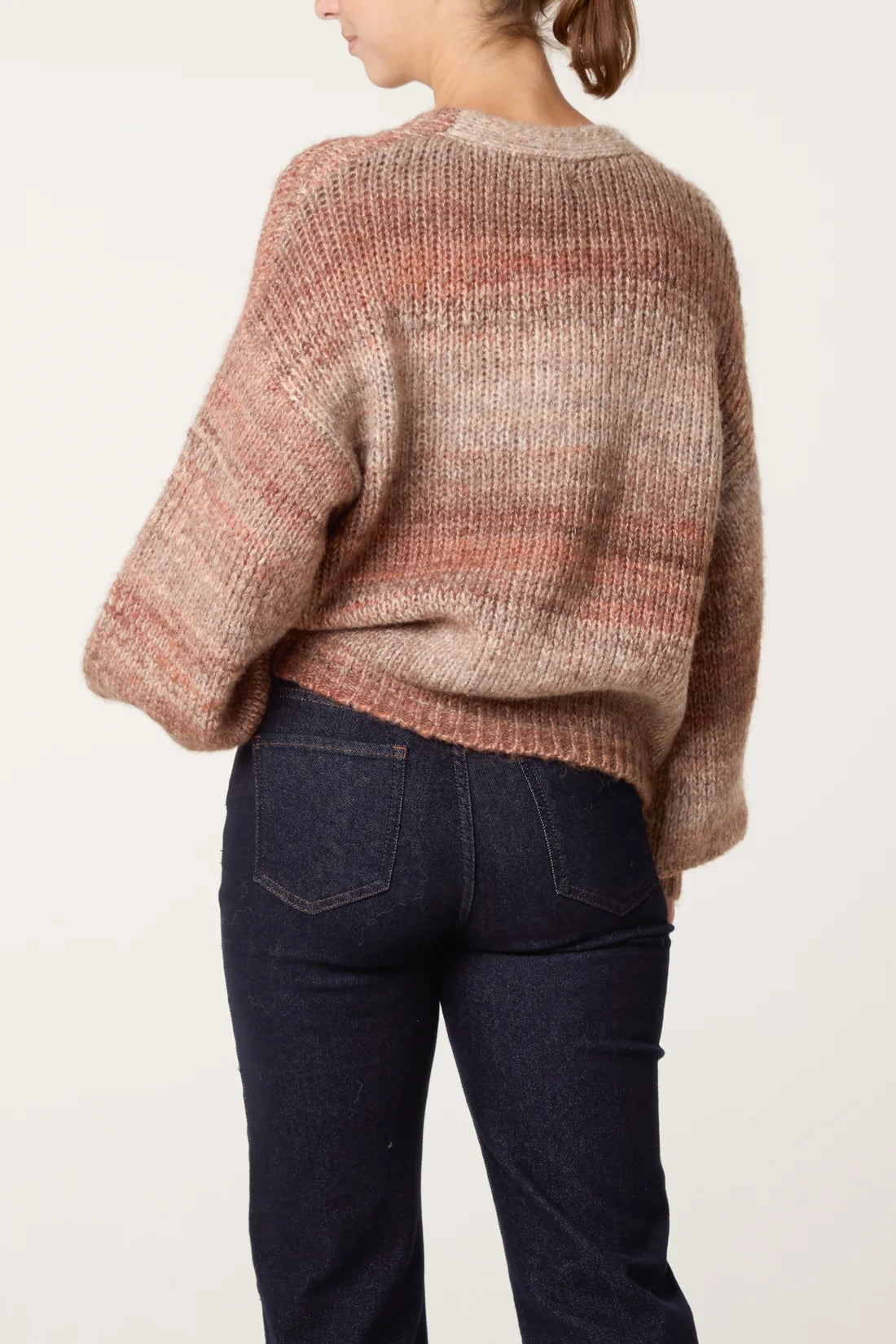 Ombre Wool Blend Knit Cardigan