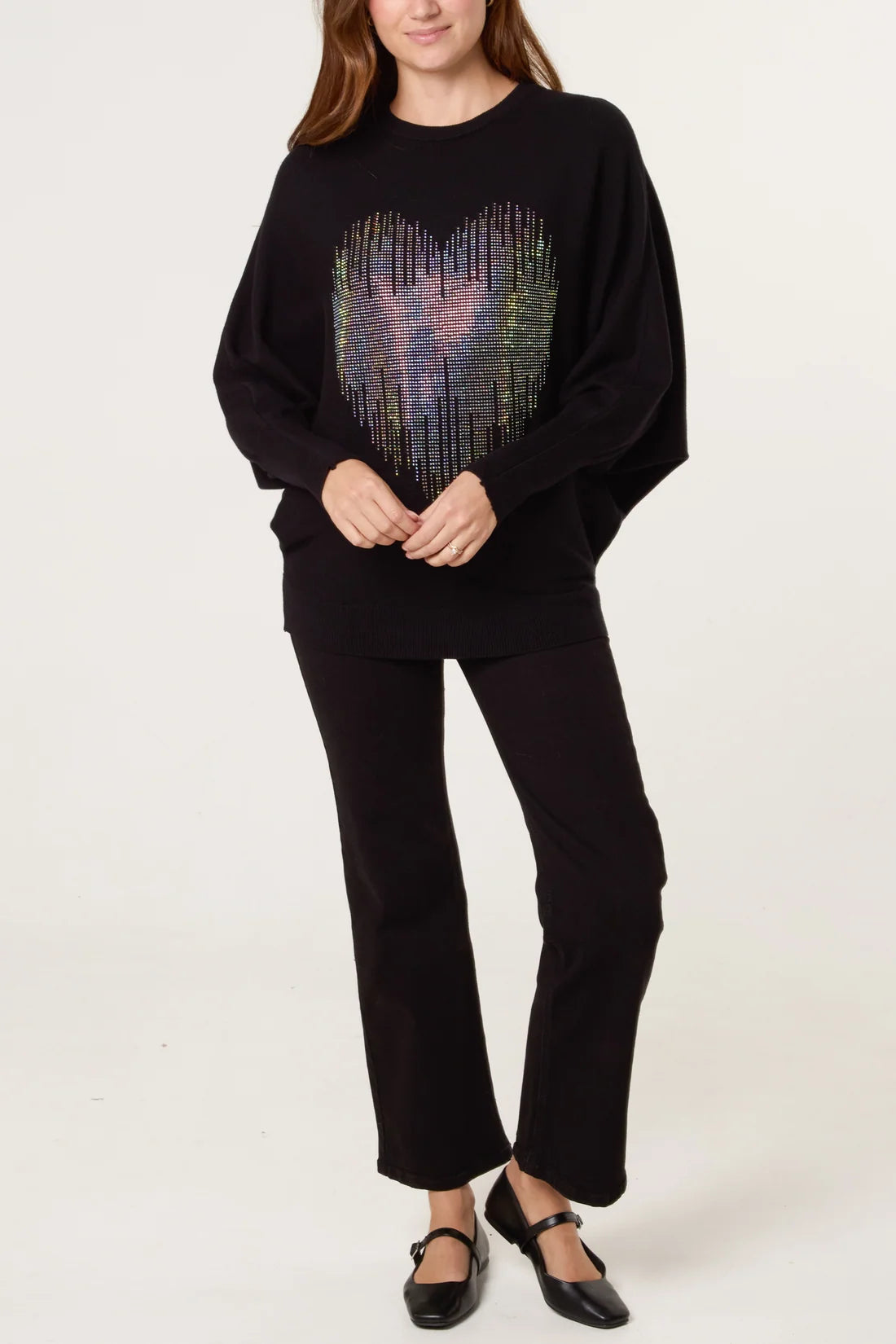 Rhinestone Heart Embellished Jumper
