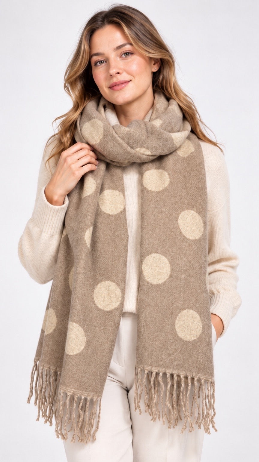 Polka Dot Wool Knit Scarf