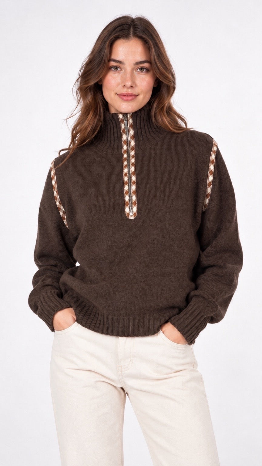 Mock Neck Quarter-Zip Sweater