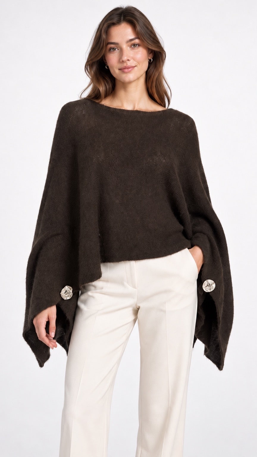 Soft Knit Batwing Jumper with Button Detail