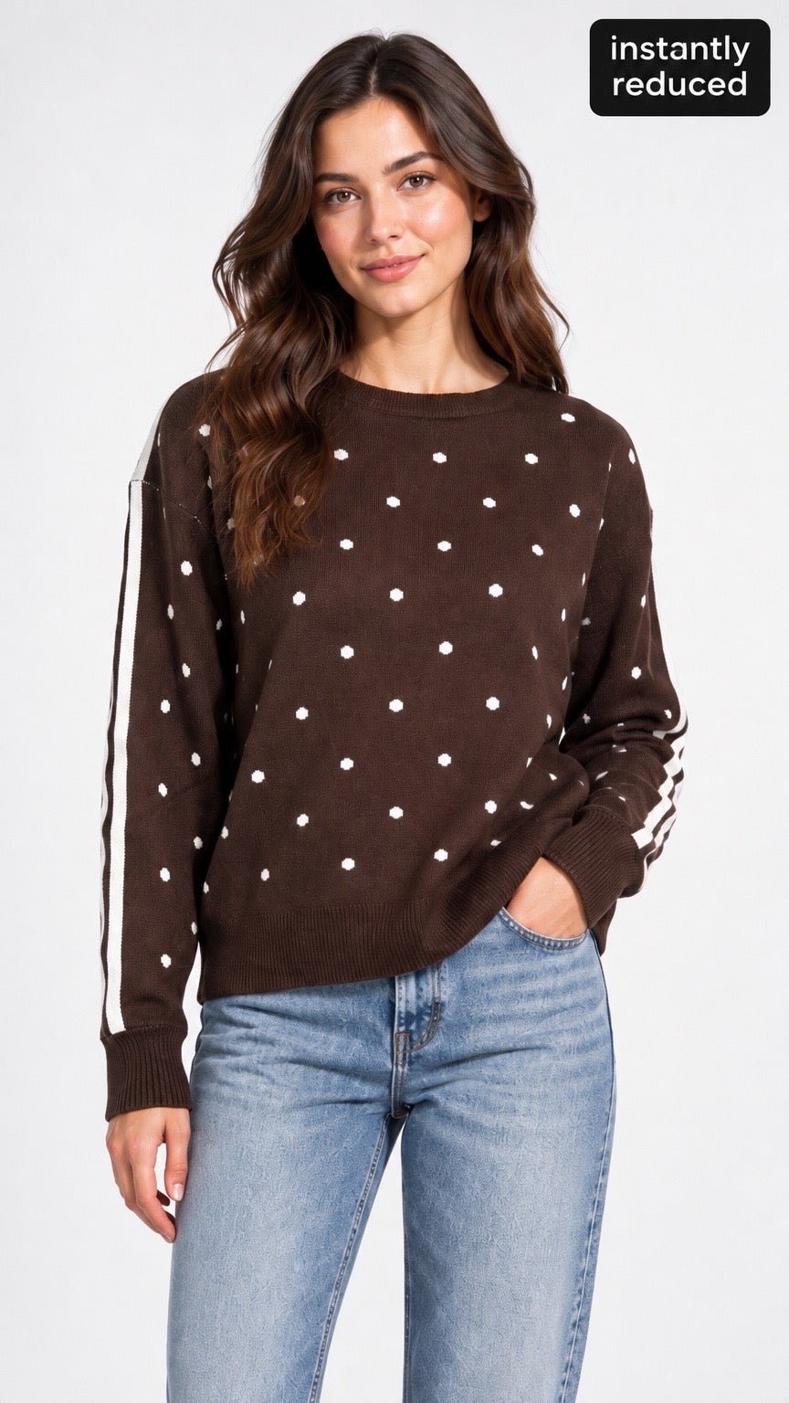 Polka Dot Jumper with Stripe Sleeves