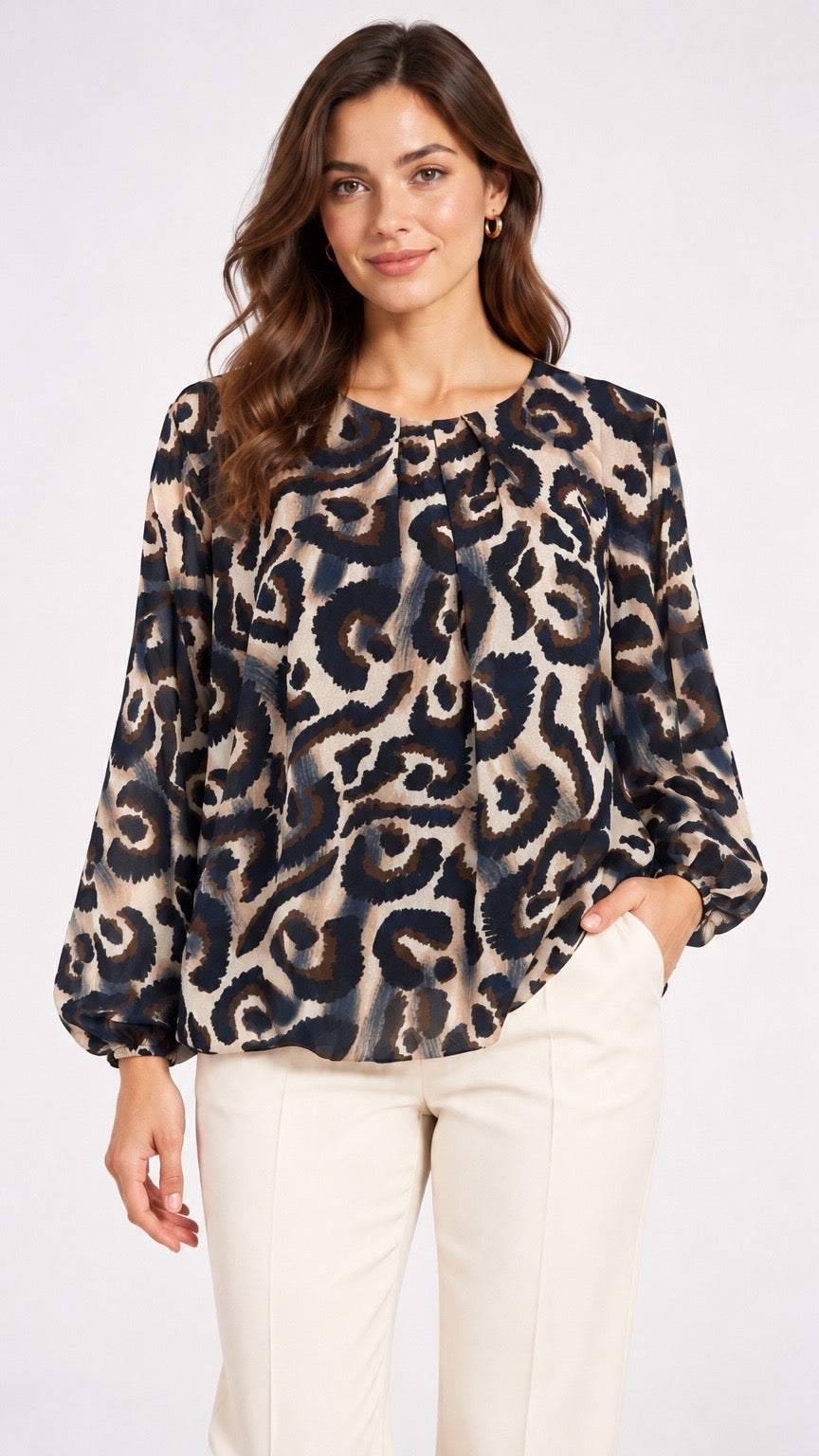 Gathered Neck Tie Back Blouse