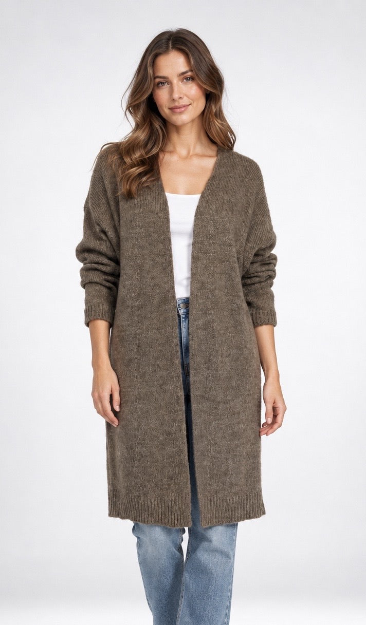 Soft Knit Star Back Mid-Length Cardigan