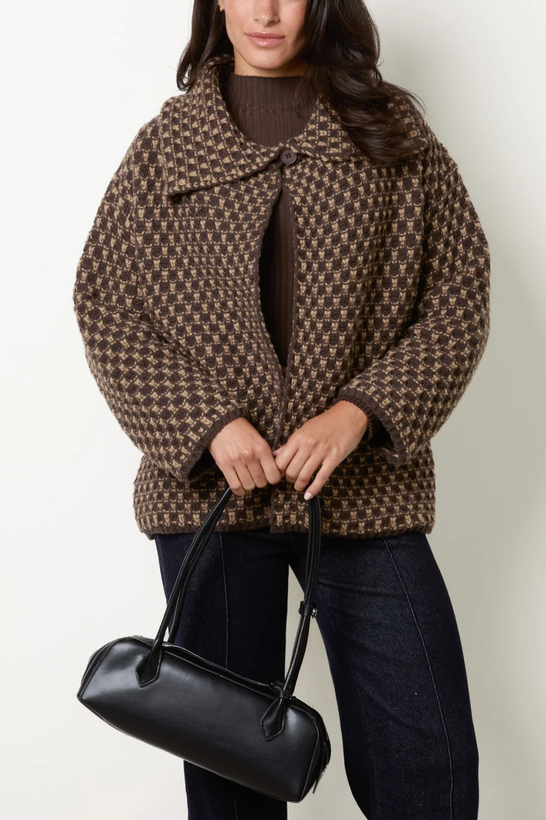 Textured Geometric Knit Jacket
