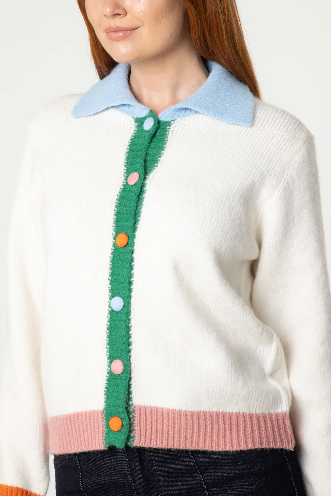 Collared Contrast Trim Cardigan