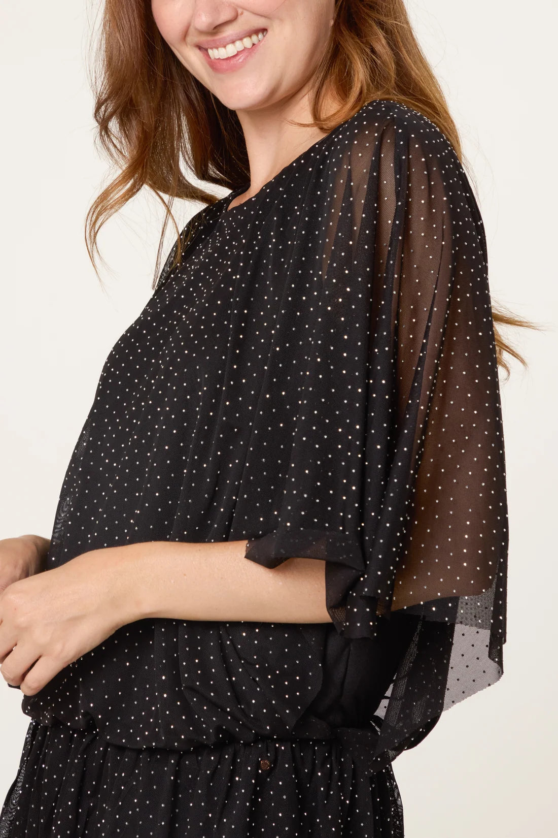 Polka Dot Cinched Waist Blouse