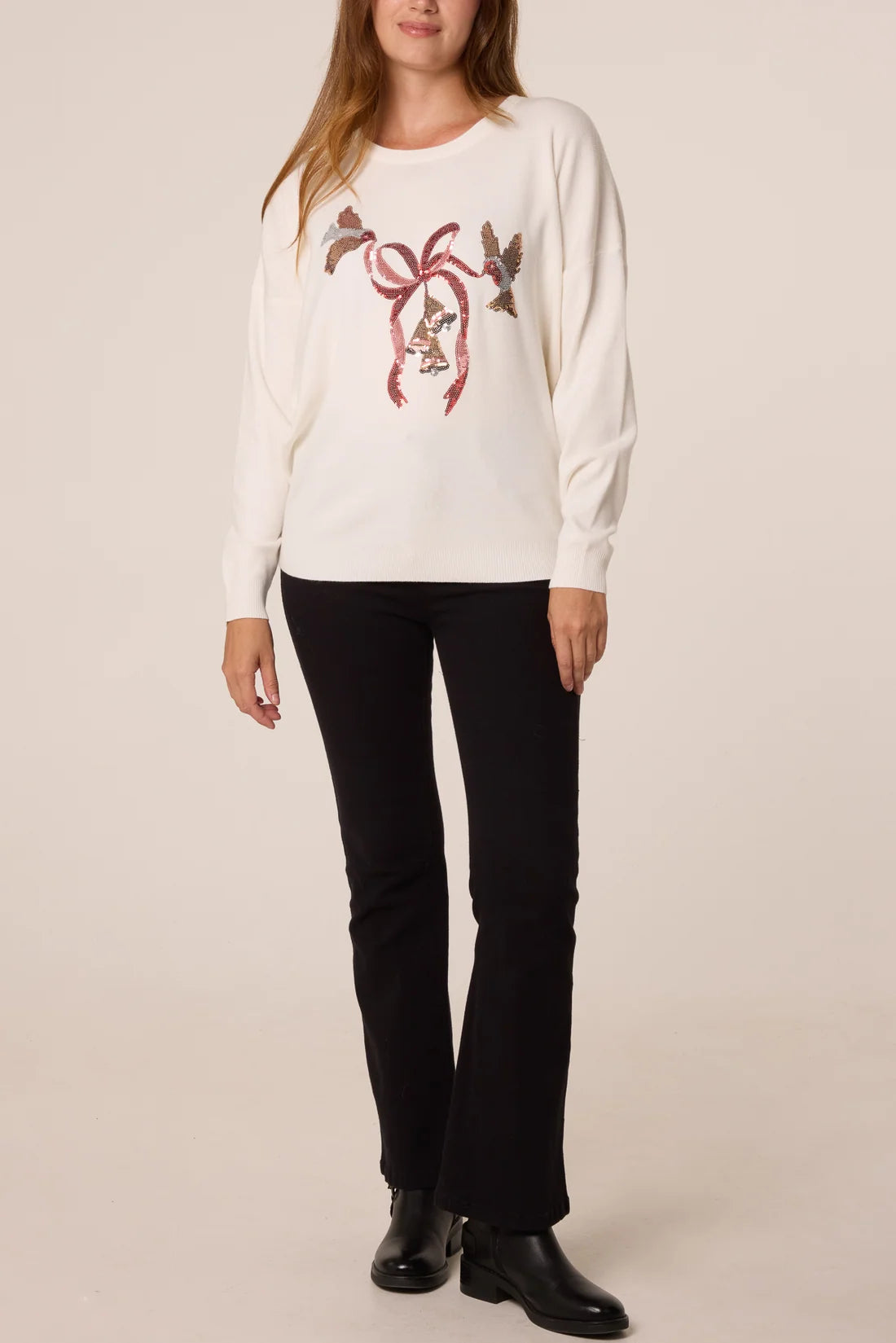 Sequin Bow and Bell Jumper