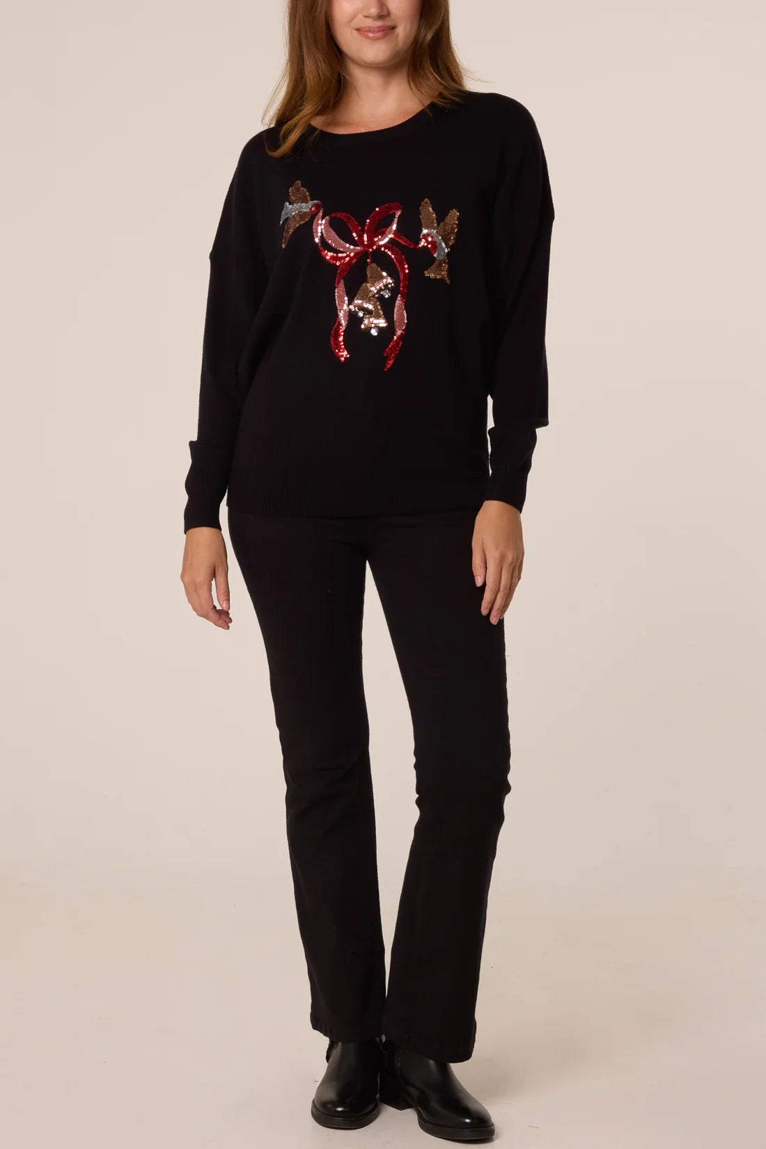 Sequin Bow & Bell Jumper
