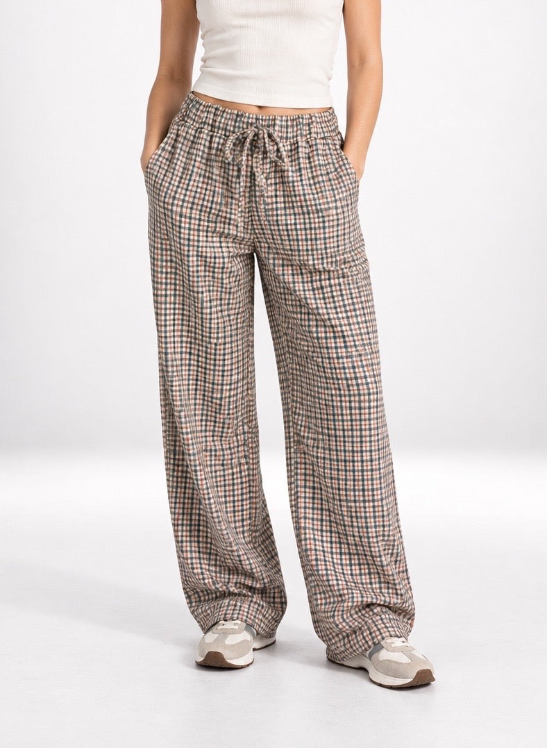 Check Wide-Leg Trousers