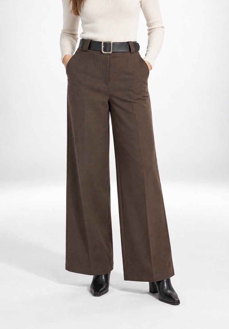 Belted Wide-Leg Textured Trousers - Mixed Pack