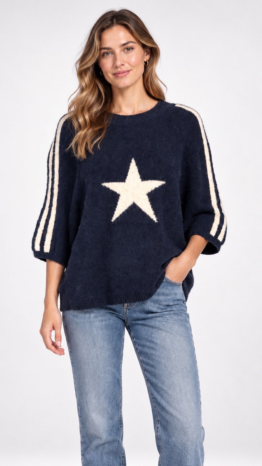 Cosy Star Jumper with Striped Sleeves - Mixed Pack