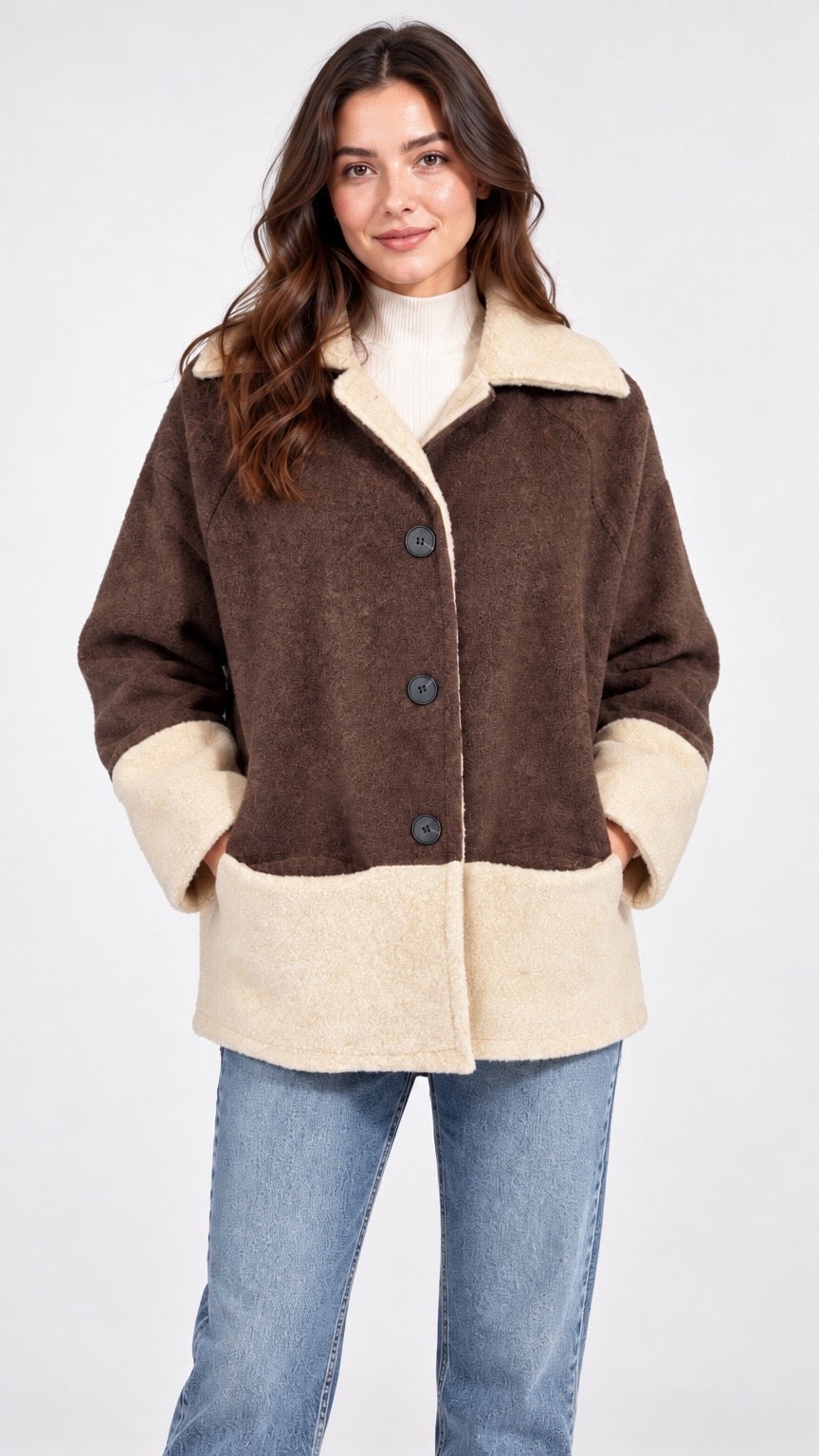Contrast Boiled Wool Italian Jacket