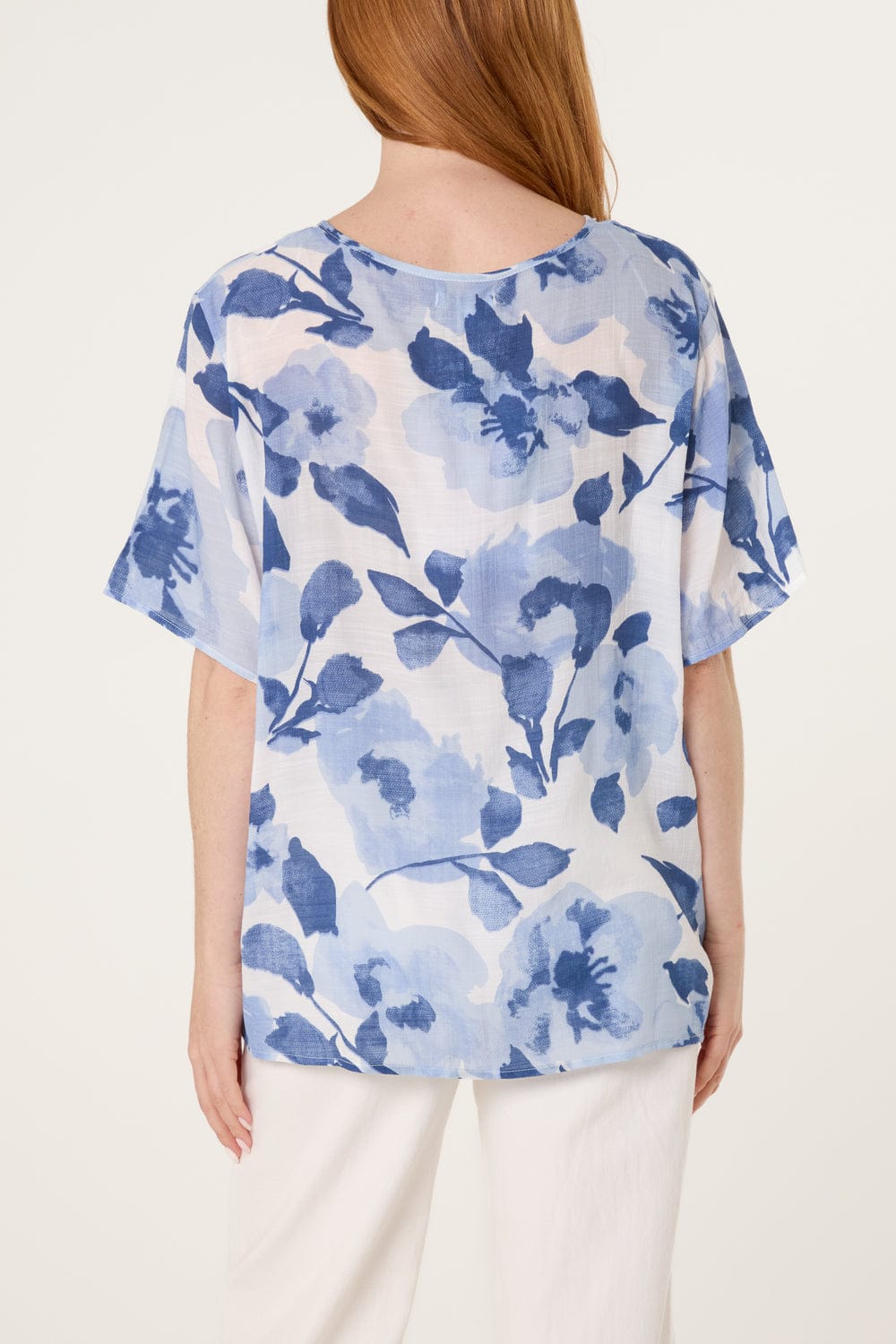 Floral Print Tie-Neck Blouse