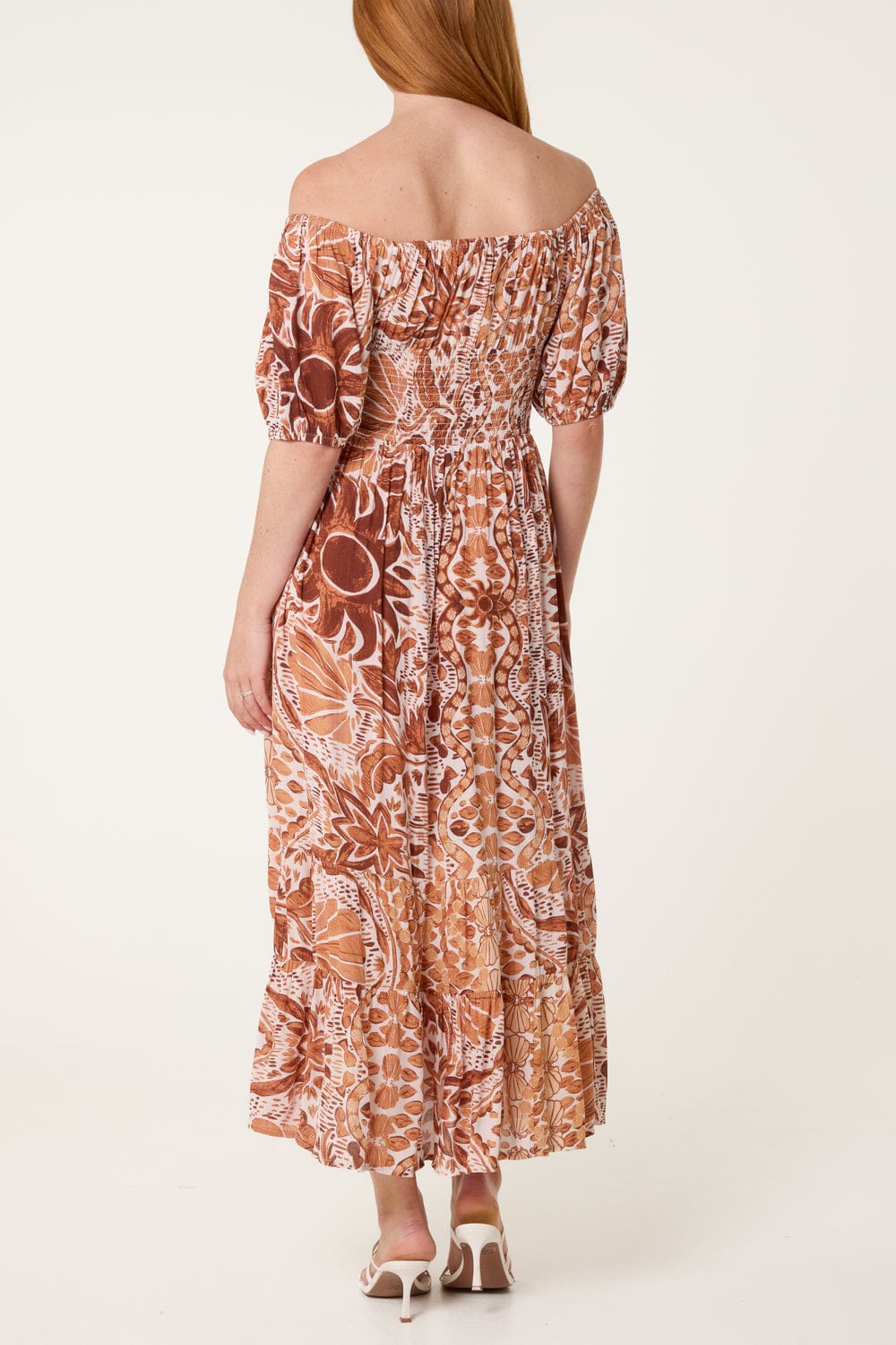 Shirred Off-Shoulder Maxi Dress