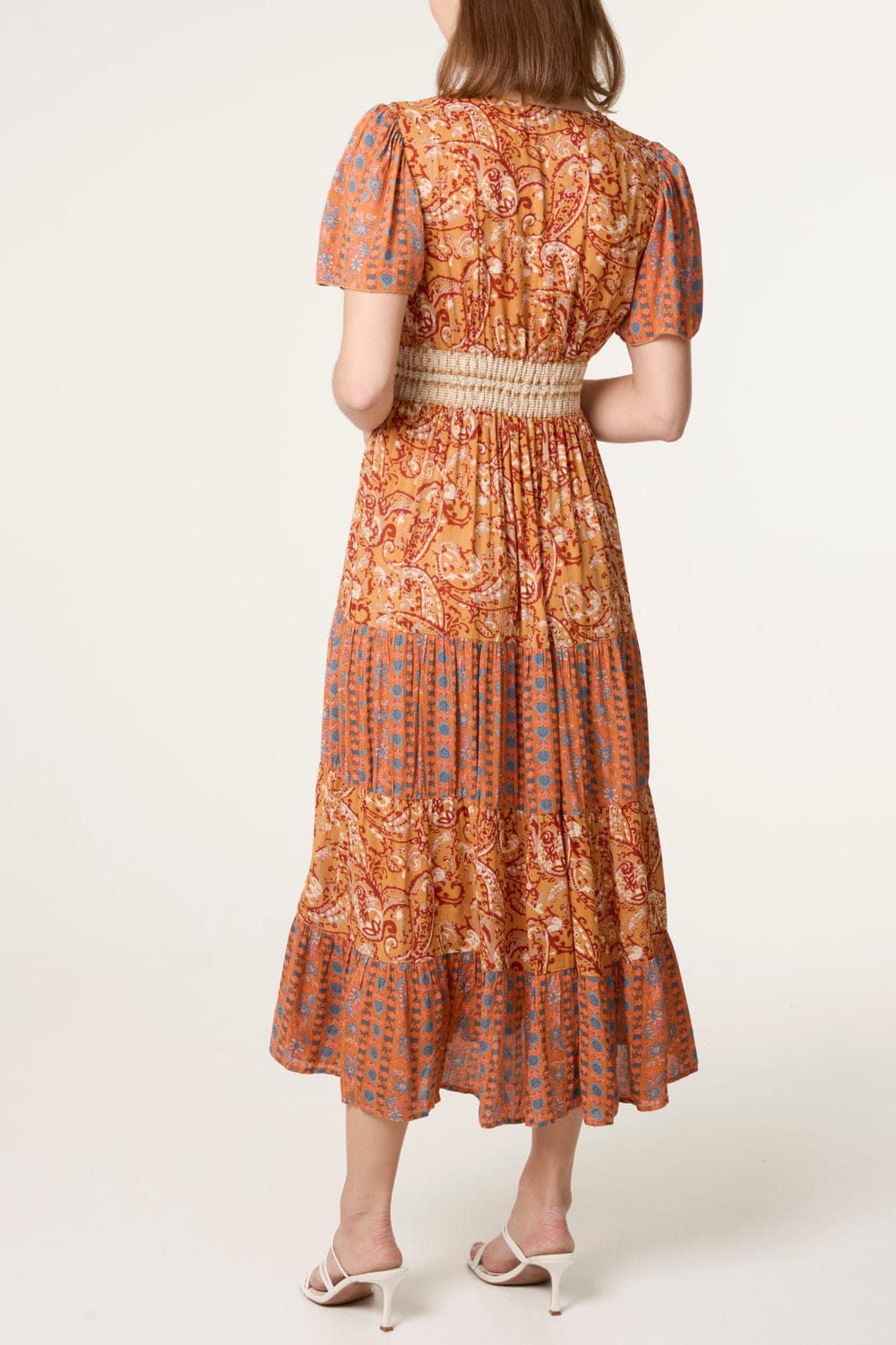 Bohemian Tiered Maxi Dress with Paisley Print