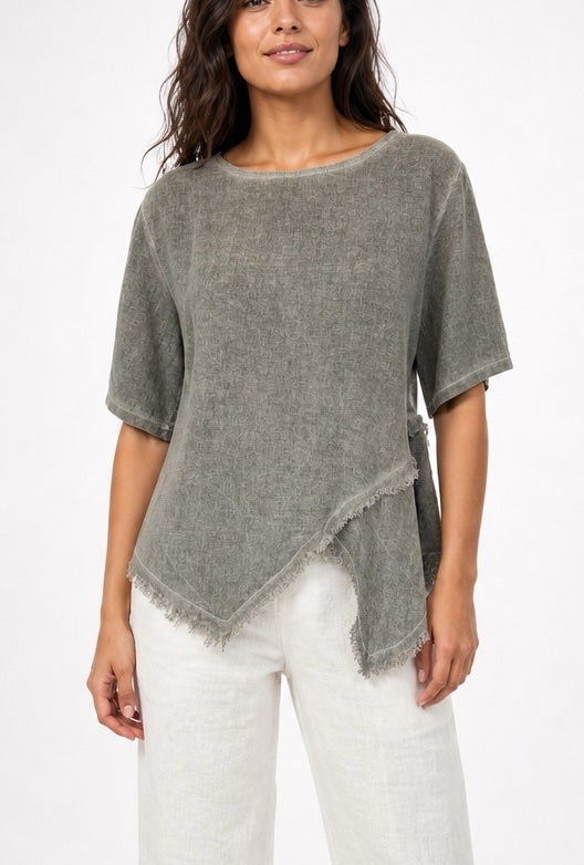 Asymmetric Hem Linen Blend Top - Mixed Pack