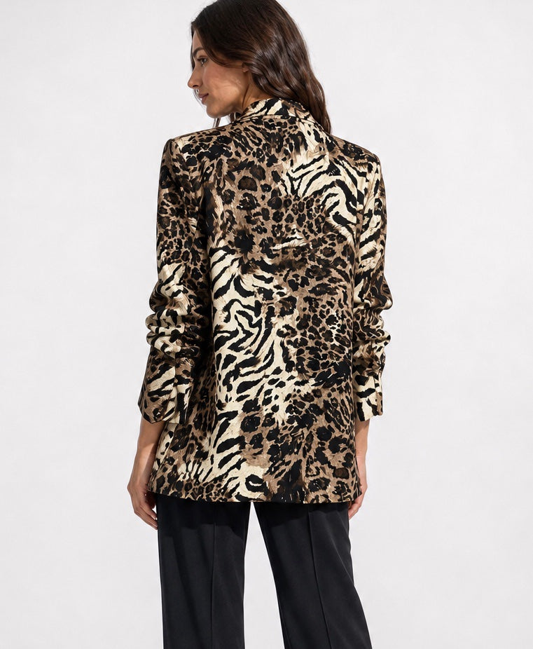 Wild Instincts Animal Print Blazer - Brown (2)