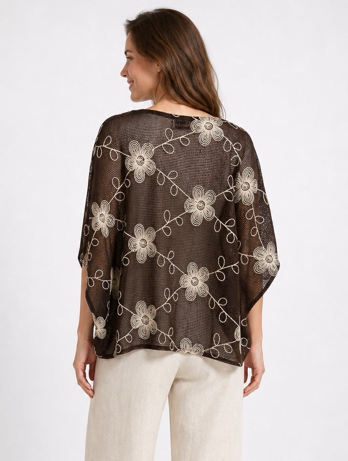 Embroidered Open-Knit Kimono Top - Mixed Pack (2)