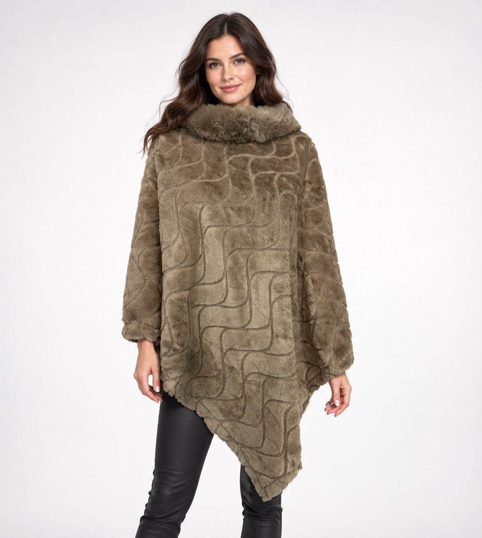 Textured Faux Fur Poncho - Mixed Pack