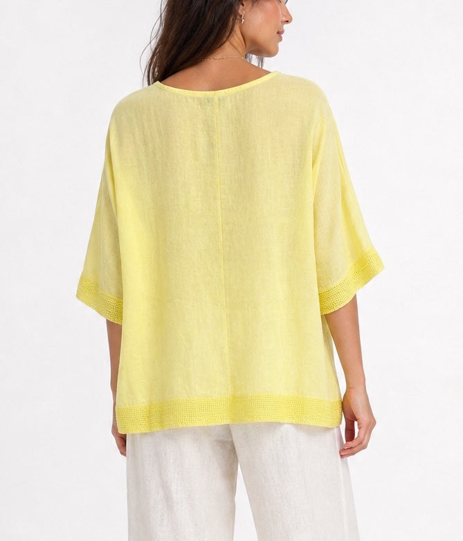 Woven Scoop Neck Top with Textured Trim - Mixed Pack (2)