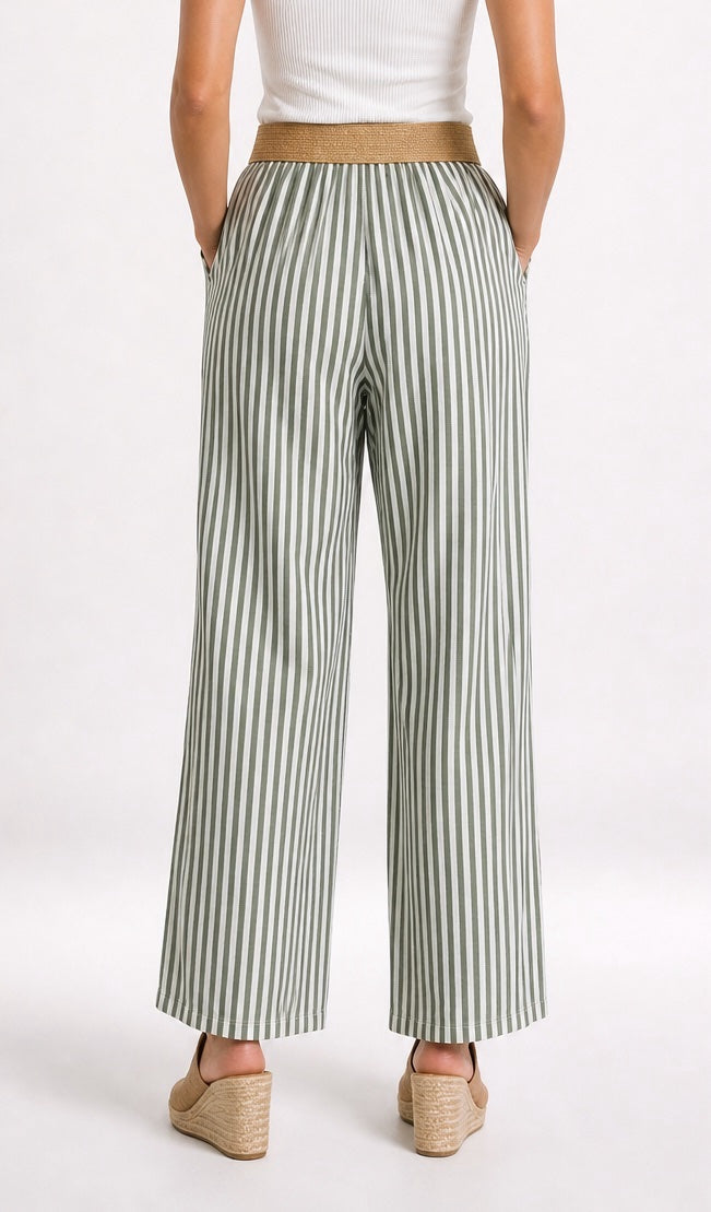 Striped Belted Wide-Leg Trousers - Mixed Pack (2)