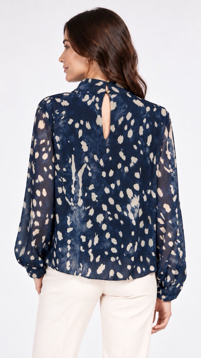 Deer Print High Neck Blouse - Mixed Pack (2)