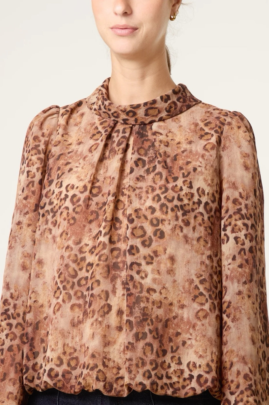 Animal Print Blouson Top - Mocha (2)