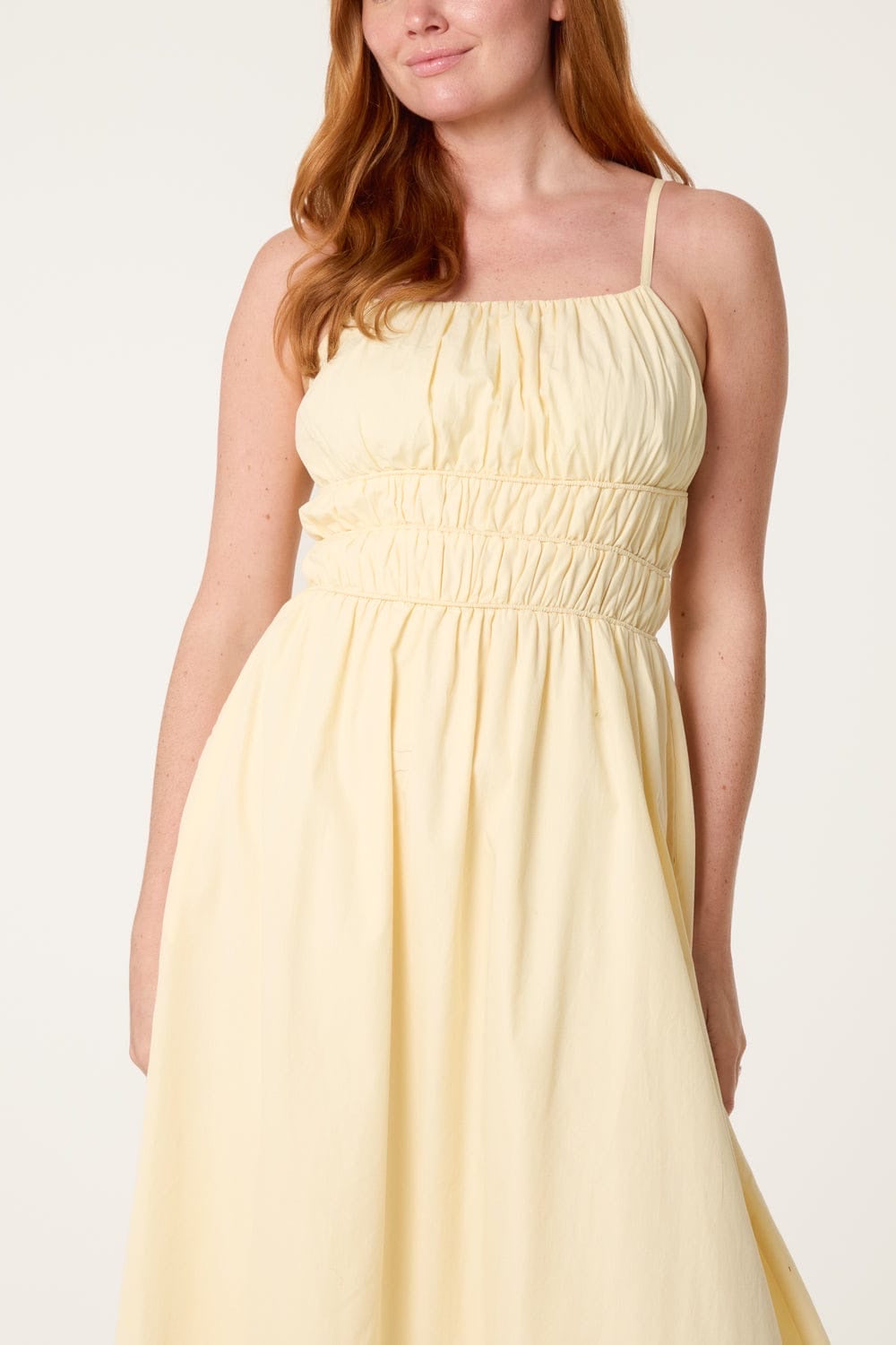 Shirred Bodice Midi Dress - Lemon (2)
