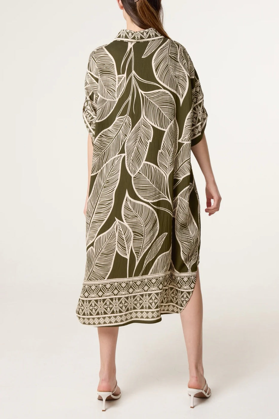 Leaf Print Midi Dress with Statement Collar - Mixed Pack (2)