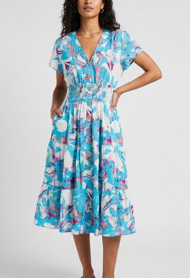 Floral Midi Dress with Shirred Waist - Mixed Pack