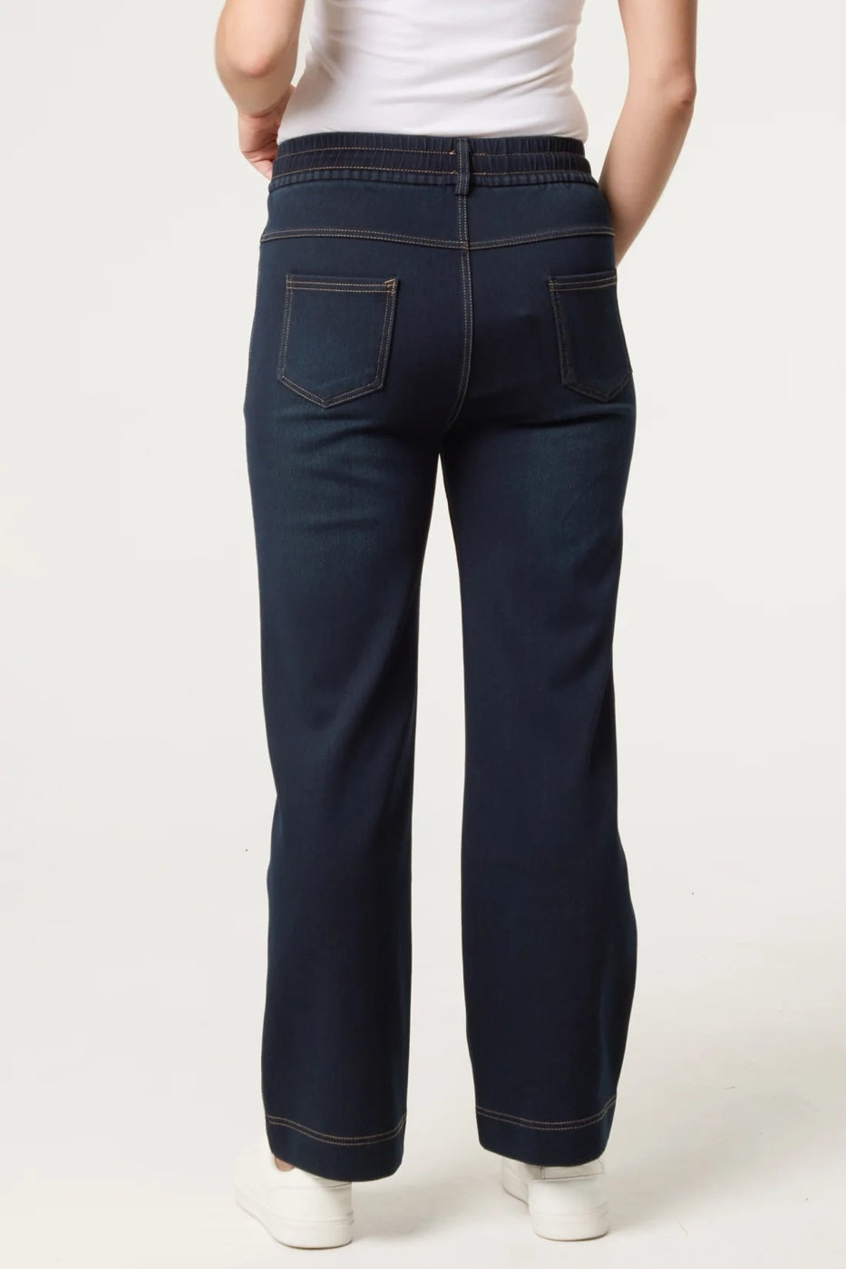 Drawstring Waist Straight Leg Jeans - Indigo (2)