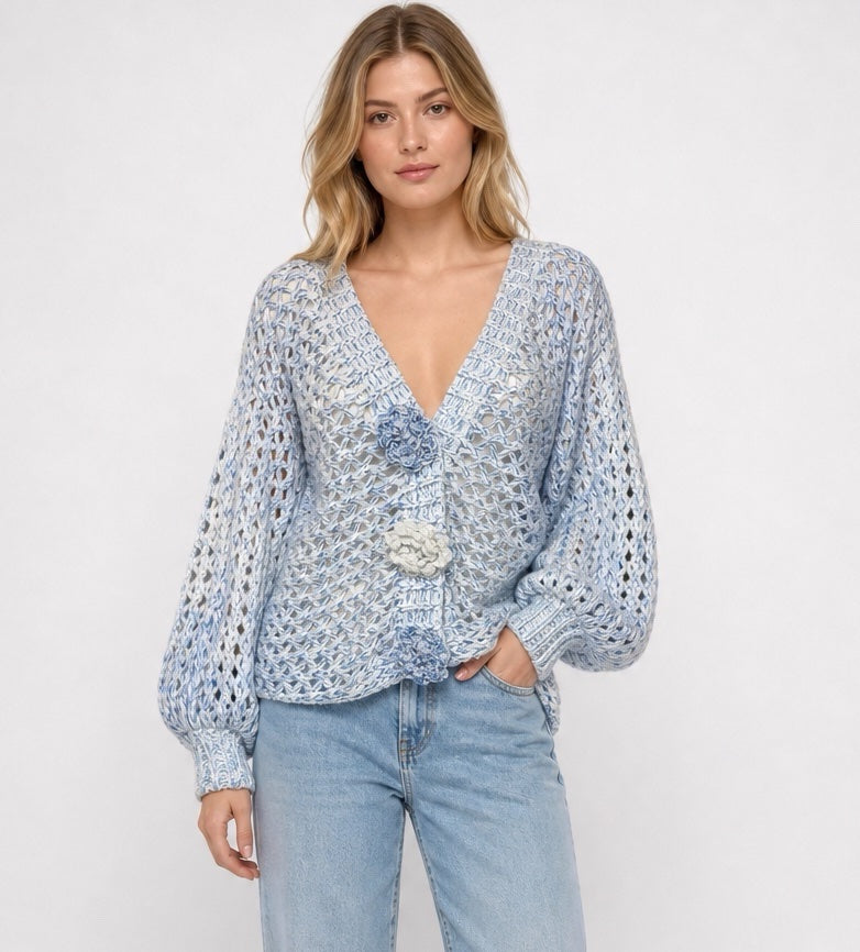 Floral Embellished Open-Knit Cardigan - Mixed Pack