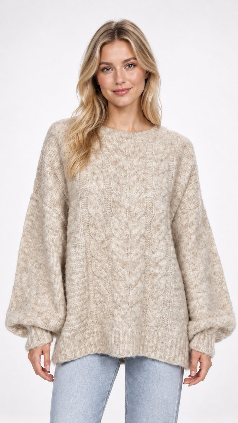 Cable Knit Balloon Sleeve Jumper - Mixed Pack